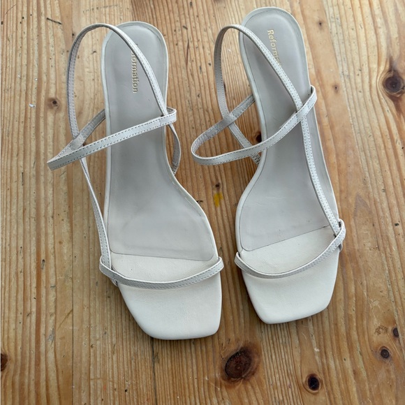 Reformation White Strappy Kitten Heels - Picture 1 of 6